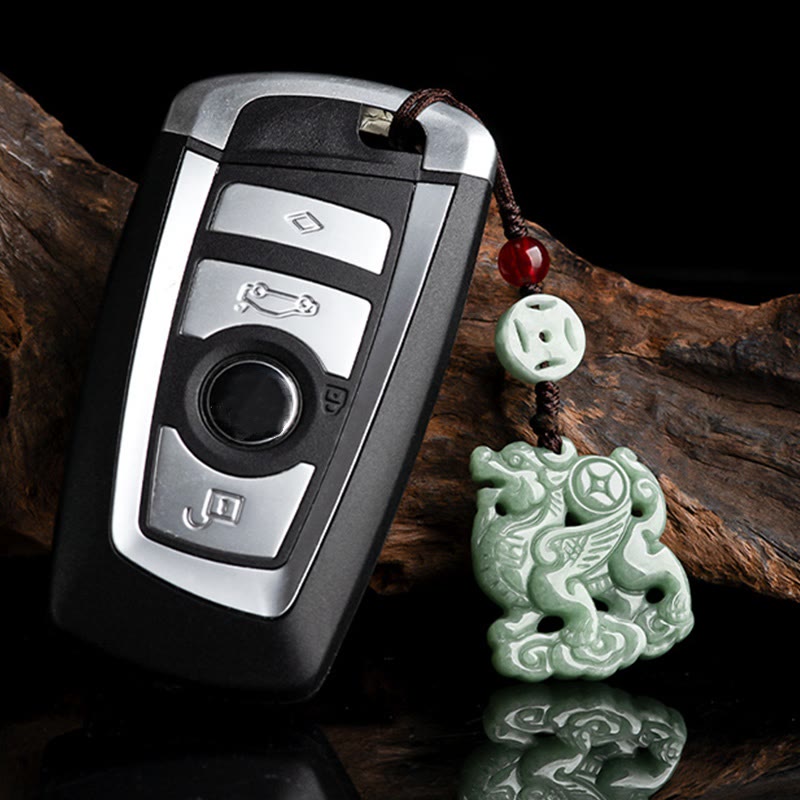 Buddha Stones Natural Jade Kirin Prosperity Phone Hanging Decoration - image 5