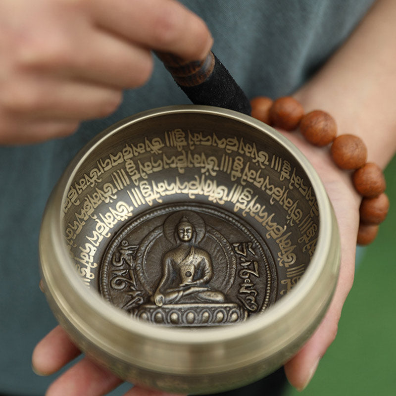 Buddha Stones Tibetan Sound Bowl Handcrafted for Focus and Meditation Peaceful Happiness Singing Bowl Set - image 7