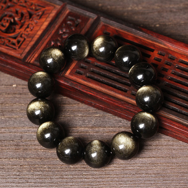 Buddha Stones Tibetan Obsidian Purification Bracelet - image 1