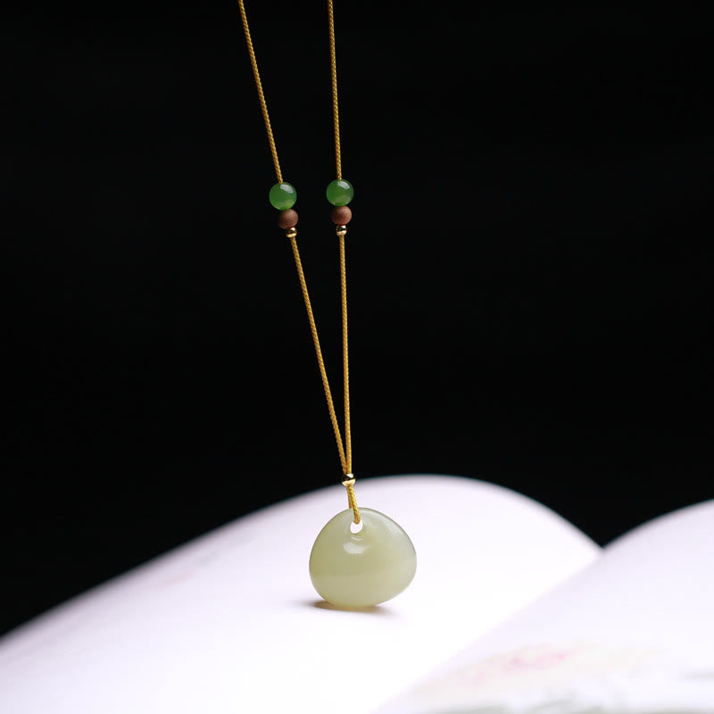 Natural Hetian Jade Small Bag Pattern Prosperity String Necklace Pendant - image 1