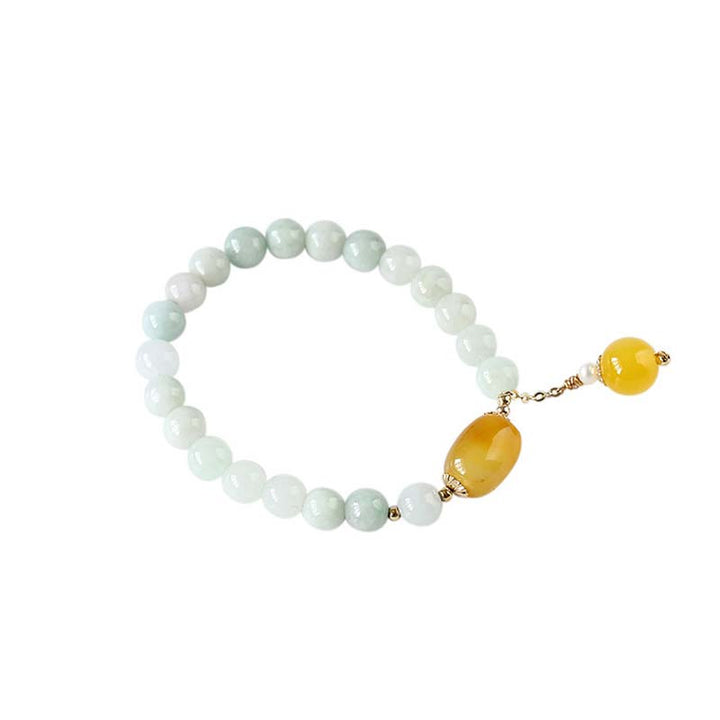 Buddha Stones Natural White Jade Agate Protection Bracelet - image 6