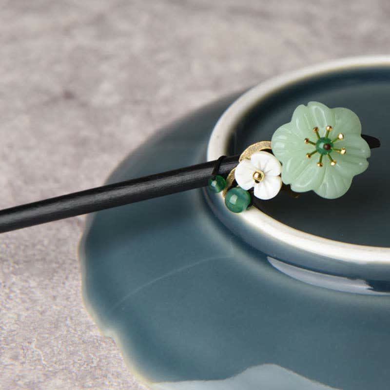 Buddha Stones Green Aventurine Flower Agate Positivity Hairpin Decoration - image 5