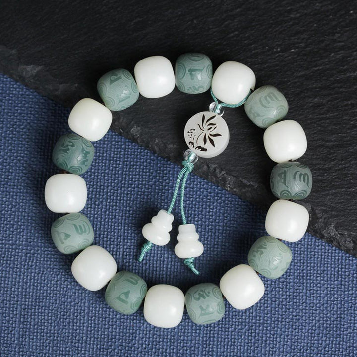 Buddha Stones White Bodhi Six True Words Protection Bracelet - image 5