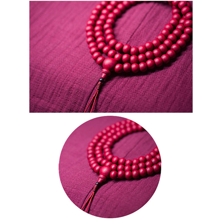 Buddha Stones 108 Mala Beads Natural Abelia Biflora Wood Protection Bracelet - image 10