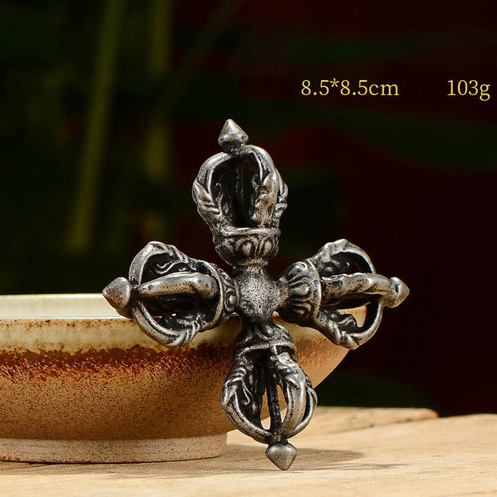 Tibetan Handmade 5 Prong Double Dorje Copper Iron Thunderbolt Strength Vajra - Iron Dorje/Vajra - image 14