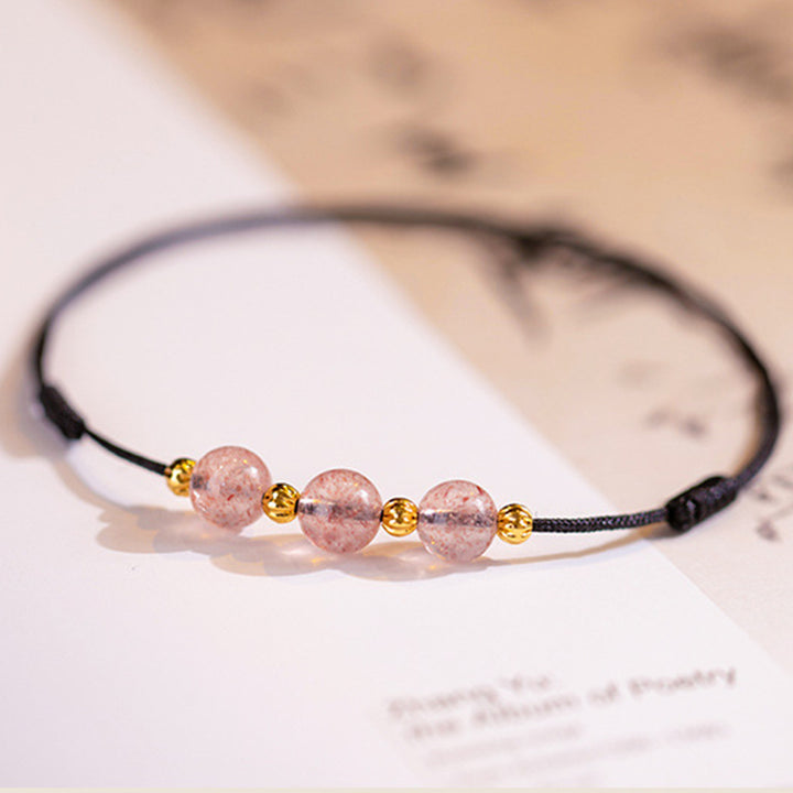 Buddha Stones Strawberry Crystal Beads Luck Red String Anklet - image 11