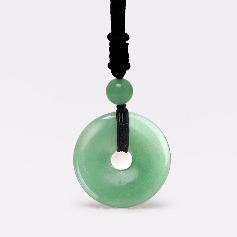 Buddha Stones Lucky Coin Pendant Healing Crystal Gemstone Necklace - Green Aventurine - image 1