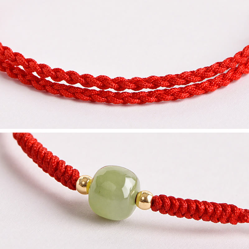 Buddha Stones Handmade Jade Lucky Bead Prosperity Braided Bracelet - image 5
