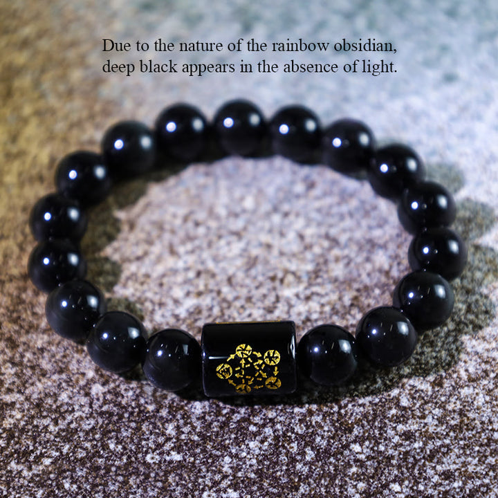 Buddha Stones Natural Rainbow Obsidian Positive Transformation Bracelet - image 7