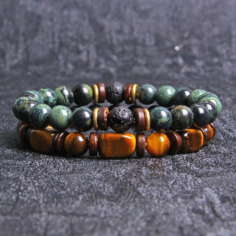 Buddha Stones 2PCS Healing Crystal Emperor Stone Tiger Eye Bead Bracelet - image 11