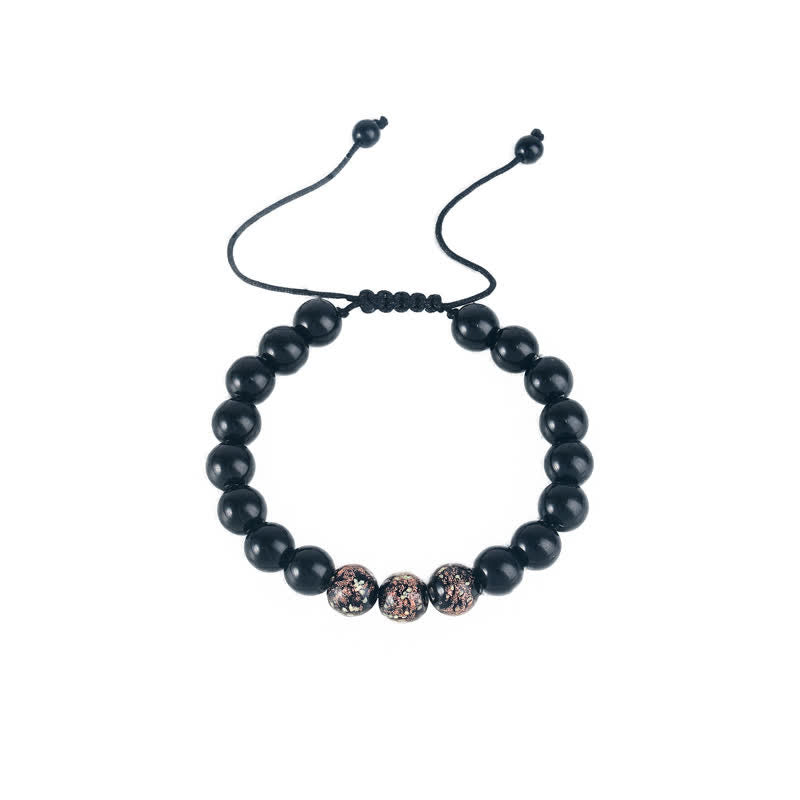 Buddha Stones Black Obsidian Luminous Glowstone Strength Bracelet - image 7