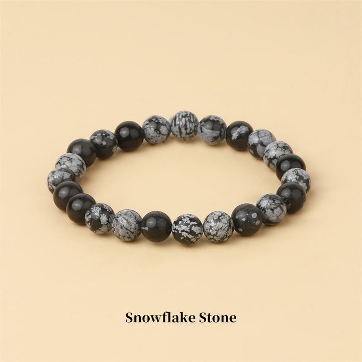 Buddha Stones Natural Stone Quartz Healing Beads Bracelet - 8mm - Snowflake Stone - image 66