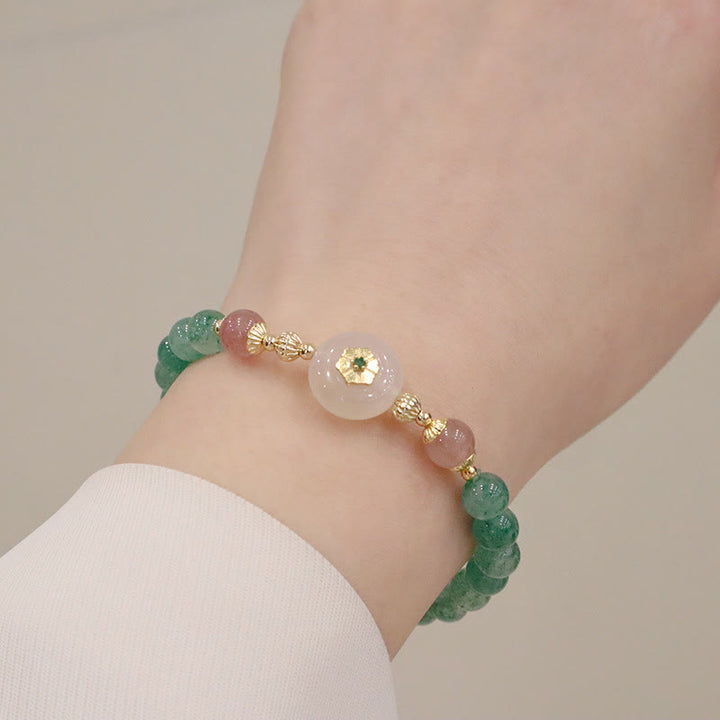 Buddha Stones Natural Green Strawberry Quartz Chalcedony Flower Gratitude Bracelet - image 2