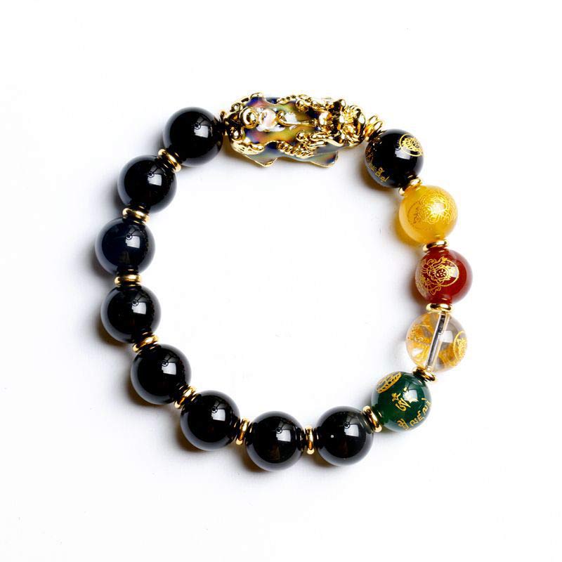 Buddha Stones Color-Changing Pixiu Obsidian Wealth Bracelet - image 1