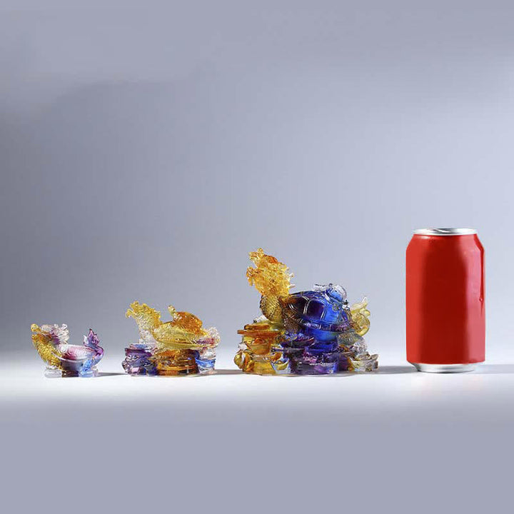 Buddha Stones Feng Shui Dragon Turtle Coins Handmade Liuli Crystal Luck Art Piece Home Office Decoration - image 20