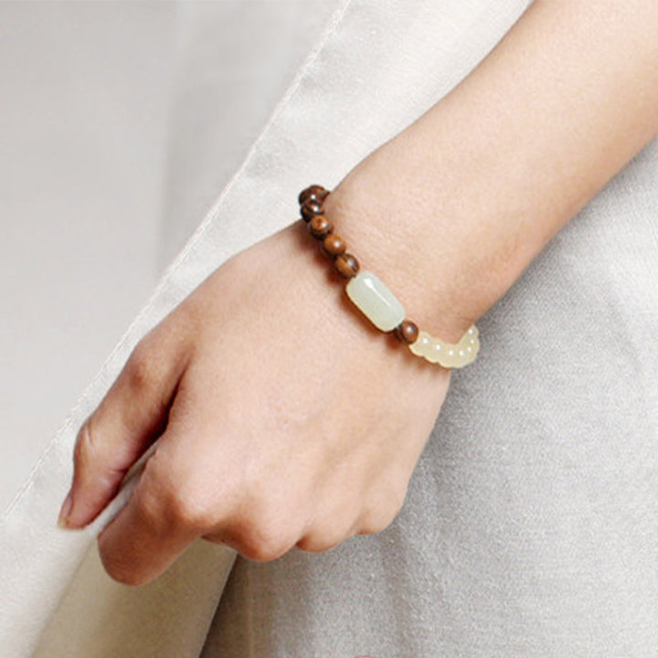 Buddha Stones  Jade Sandalwood Luck Abundance Bracelet - image 2
