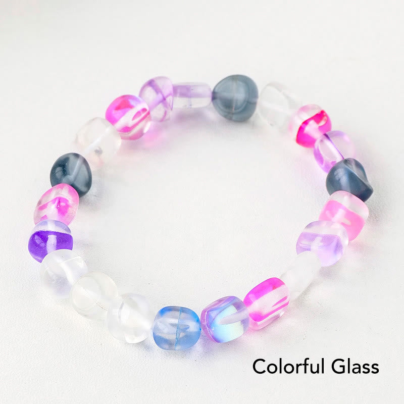 Natural Irregular Shape Crystal Stone Spiritual Awareness Bracelet - Colorful Glass - image 43