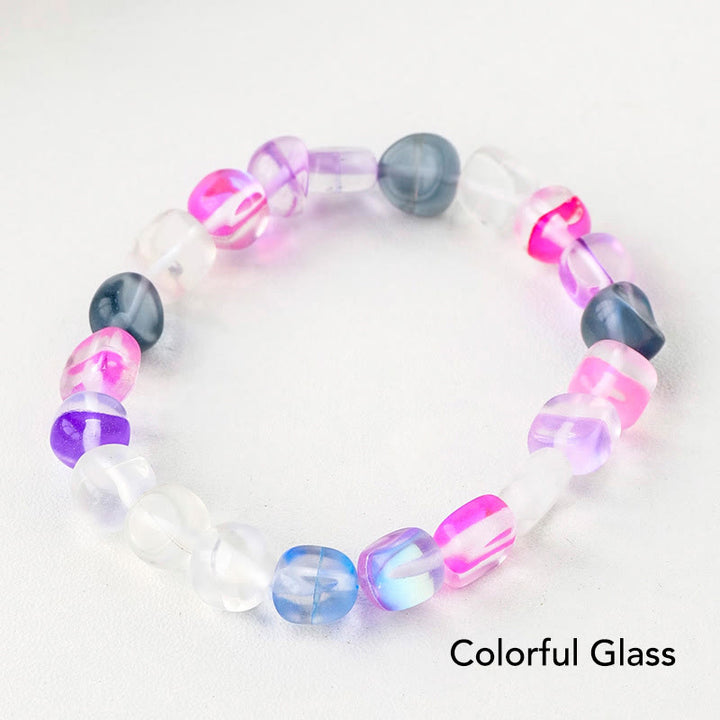 Natural Irregular Shape Crystal Stone Spiritual Awareness Bracelet - Colorful Glass - image 43