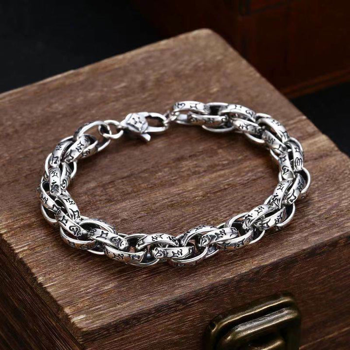 Buddha Stones Tibetan Om Mani Padme Hum Carved Amulet Creativity Bracelet - 22cm - image 0