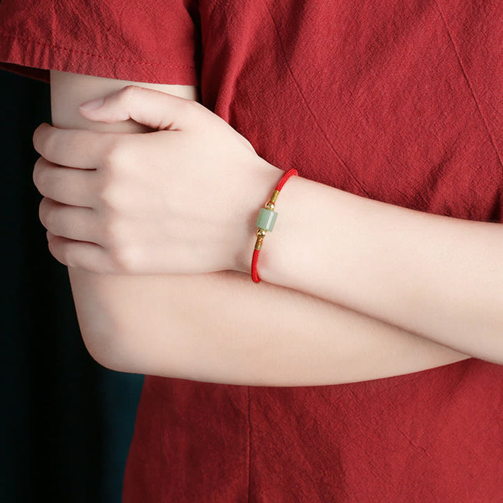 Buddha Stones Tibet Handmade Green Aventurine Red Stone Malachite Luck Protection Braided Rope Bracelet - image 3