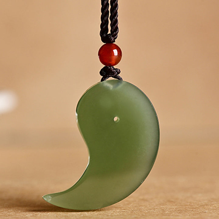 Buddha Stones Yin Yang White Jade Cyan Jade Protection Blessing Necklace String Pendant - image 4
