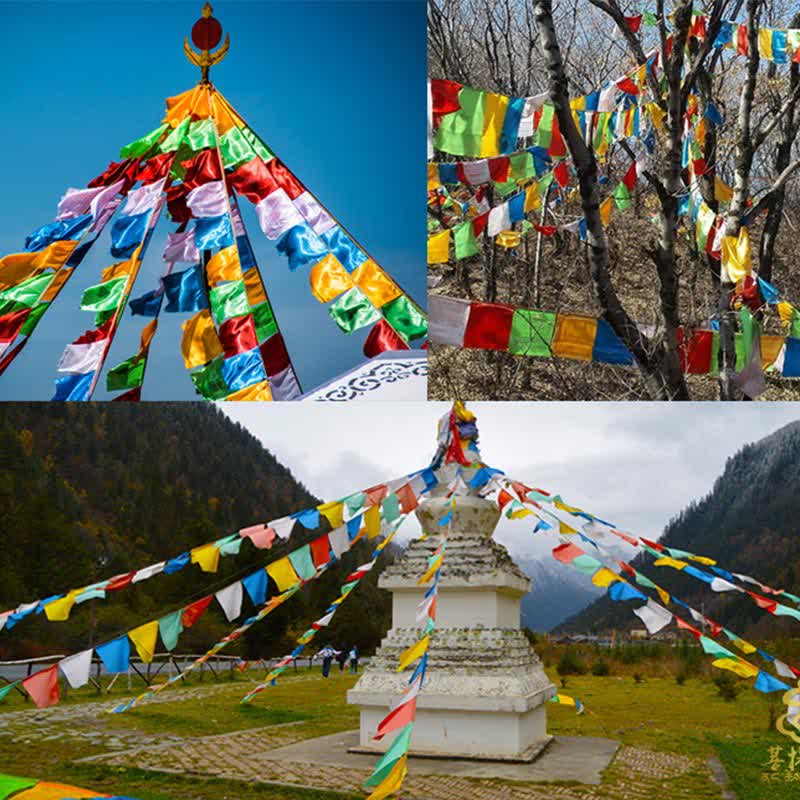 Tibetan 5 Colors Windhorse Blessing Outdoor 20 Pcs Prayer Flag - image 2