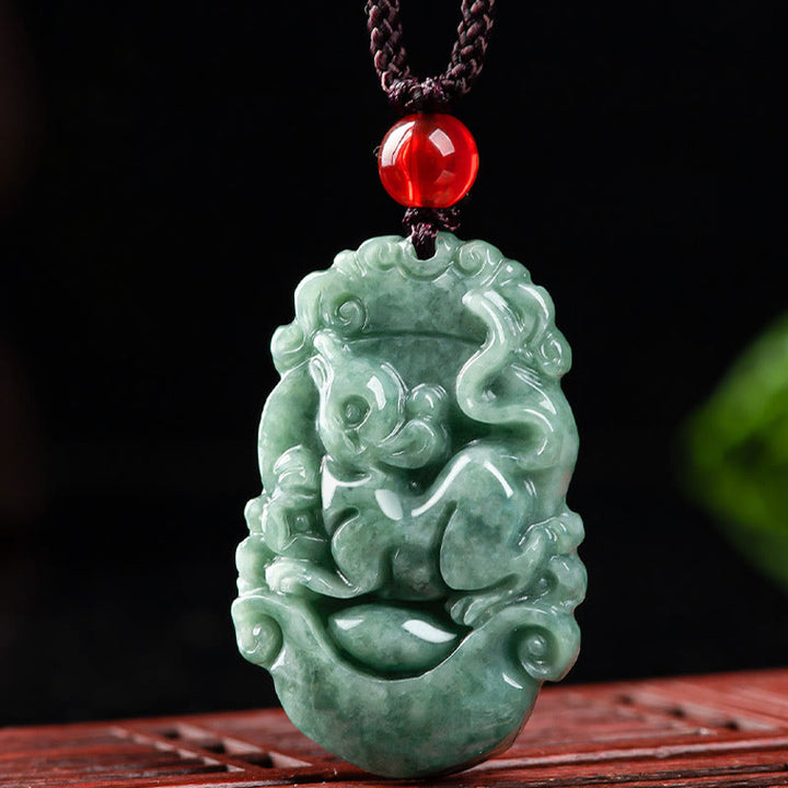 Buddha Stones Natural Jade 12 Chinese Zodiac Prosperity Necklace Pendant - image 10