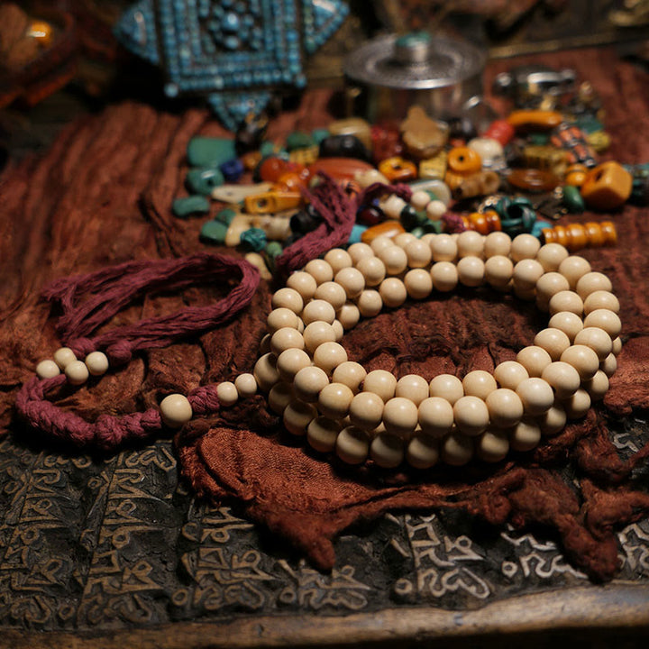 Buddha Stones 108 Mala Beads Abelia Biflora Wood Warding Off Evil Spirits Wrist Mala - 8.5mm*108 - image 12