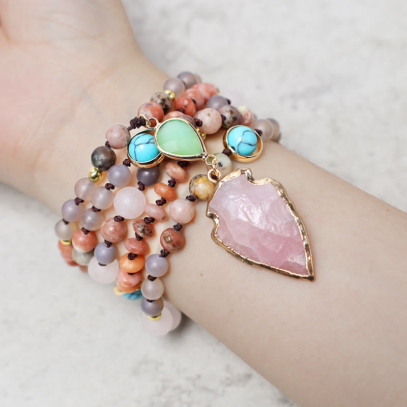 Natural Rose Quartz Crystal Stone Healing Arrowhead Necklace Pendant - image 3