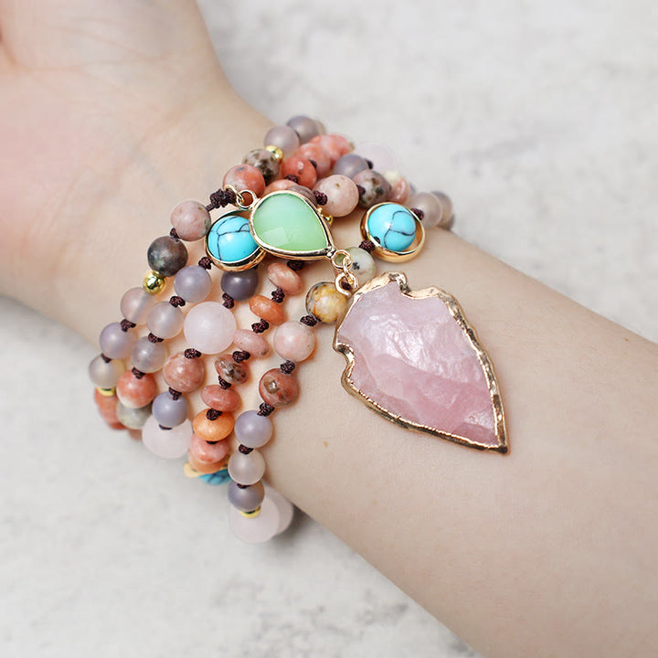 Natural Rose Quartz Crystal Stone Healing Arrowhead Necklace Pendant - image 3