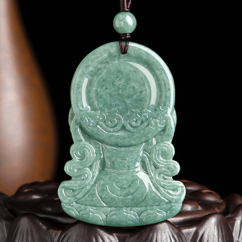 Buddha Stones Four-armed Avalokitesvara Natural Jade Amulet Blessing String Necklace - image 7