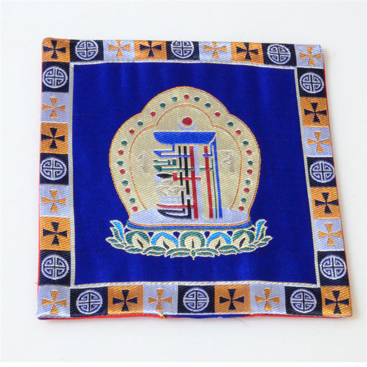 Prayer Altar Mat Man-Bcu Kalachakra Healing Meditation Jacquard Mat - Blue - image 12