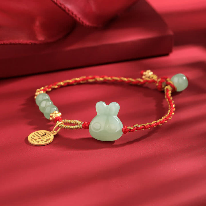 Buddha Stones 925 Sterling Silver Year of the Rabbit Hetian Jade Happiness Luck Red String Bracelet - image 6
