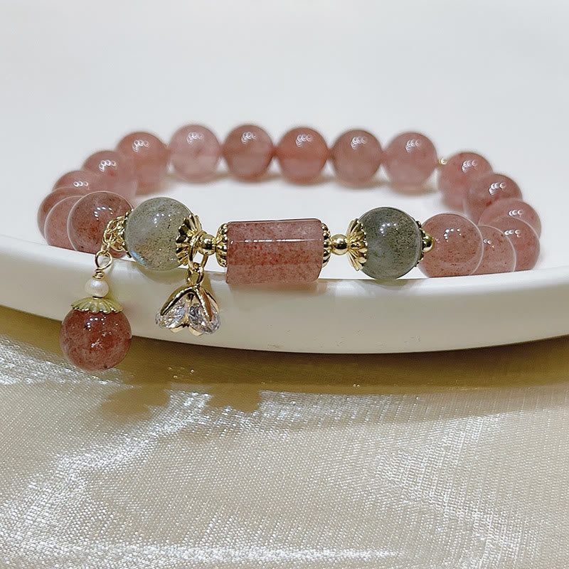 Buddha Stones Natural Strawberry Quartz Moonstone Love Bracelet - image 5
