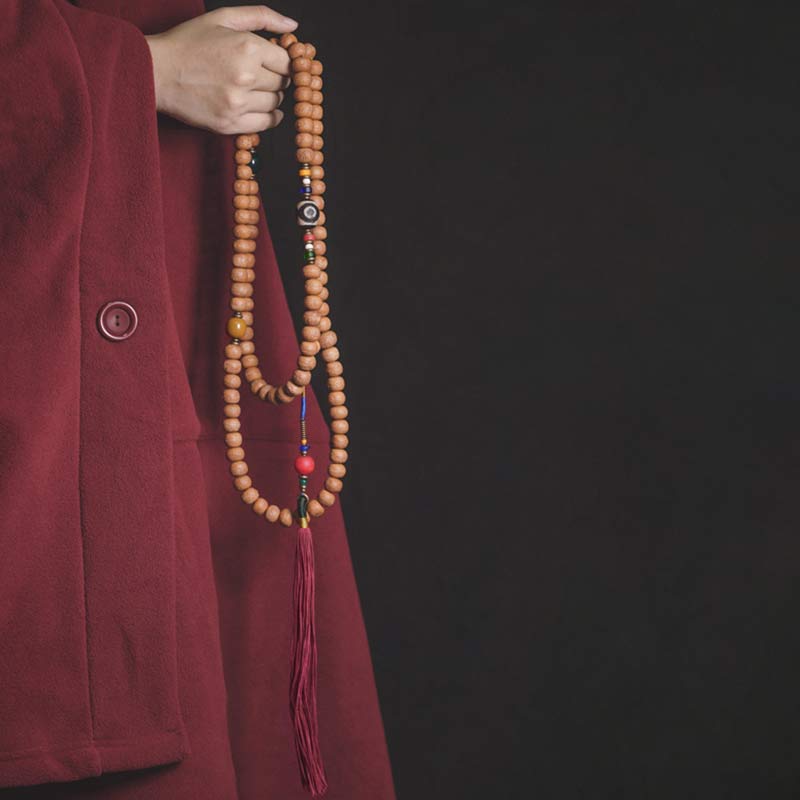 Buddha Stones 108 Mala Beads Bodhi Seed Dzi Bead Peace Tassel Bracelet - Bodhi Seed - image 0