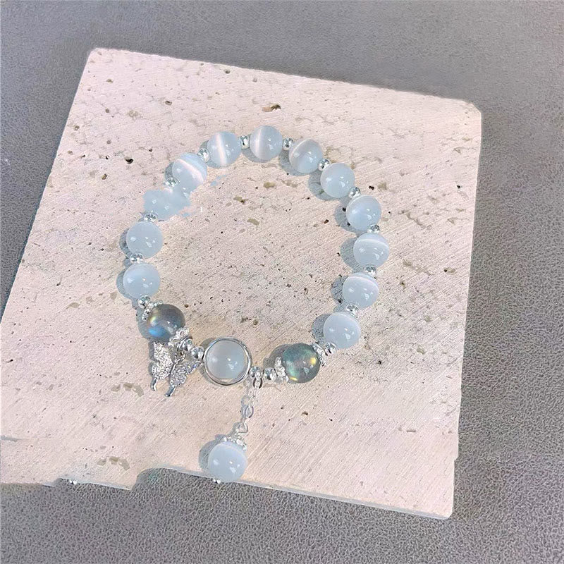 Buddha Stones Cat's Eye Moonstone Butterfly Star Charm Support Bracelet - image 7