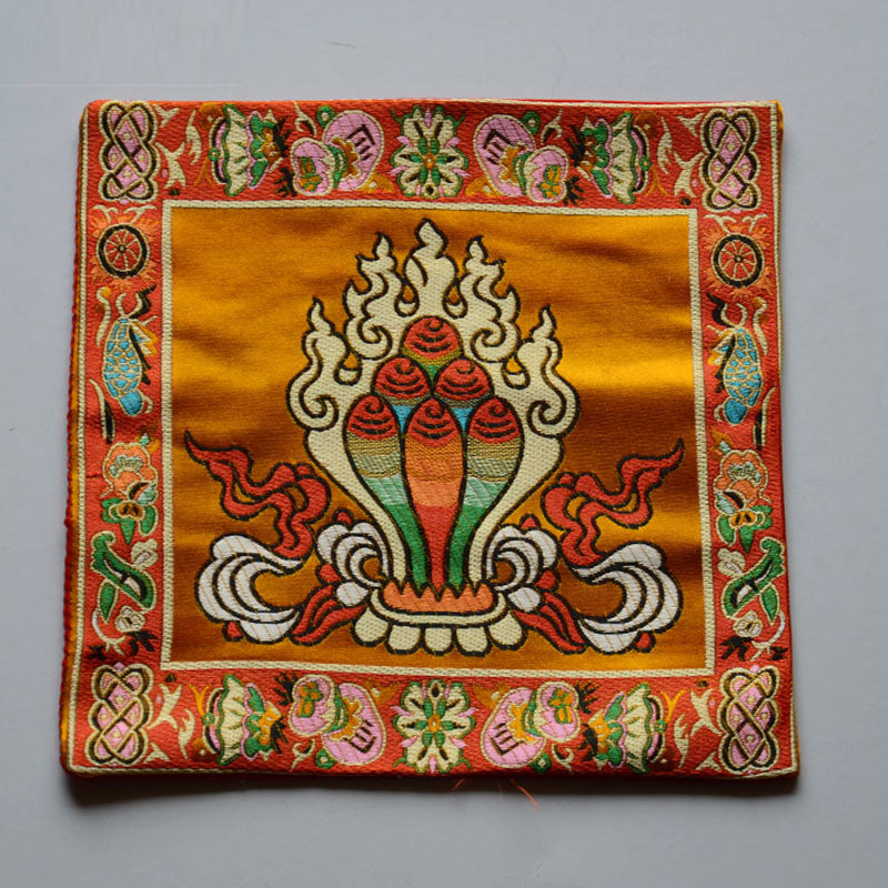 Buddha Stones Prayer Altar Mat Healing Meditation Vajra Auspicious Symbols - The Chintamani Jewel - Yellow - image 3