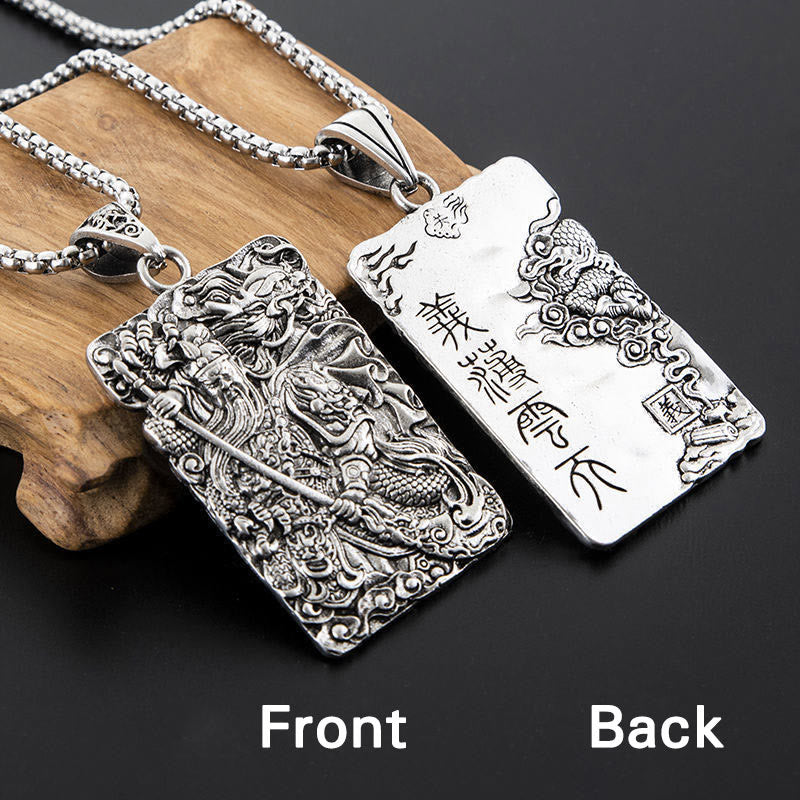 Buddha Stones Guan Gong Dragon Auspicious Clouds Wealth Necklace Pendant - Guan Gong&Dragon Auspicious Clouds - image 4