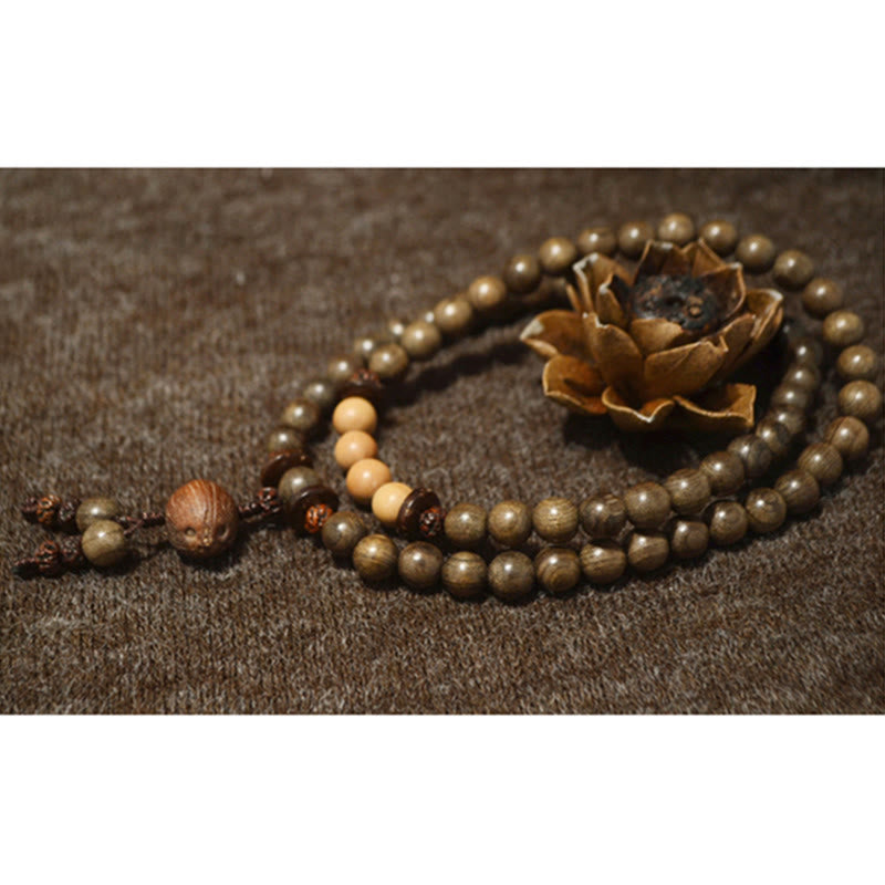 Buddha Stones Tibetan Sandalwood Protection Charm Mala Bracelet - image 5
