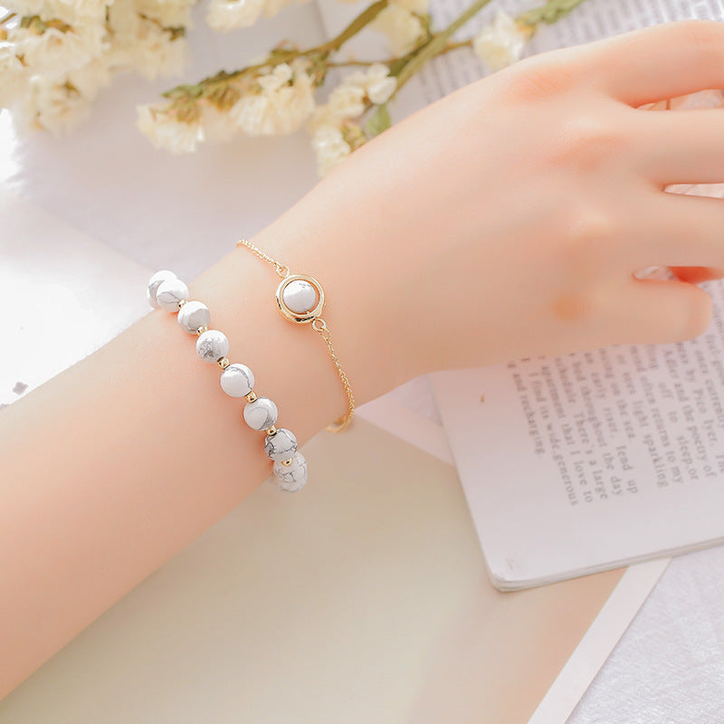 Buddha Stones Sun Stone Strawberry Quartz Crystal Positive Bracelet - White Turquoise - image 17