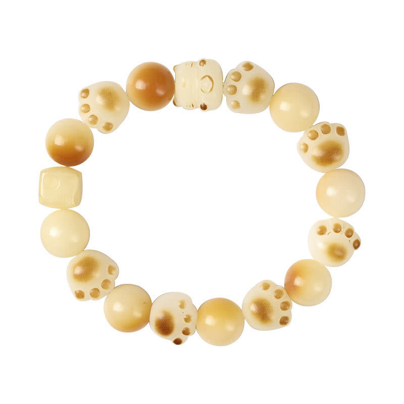 Buddha Stones Natural Bodhi Seed Sandalwood Lucky Cute Cat Head Paw Claw Peace Bracelet - image 21