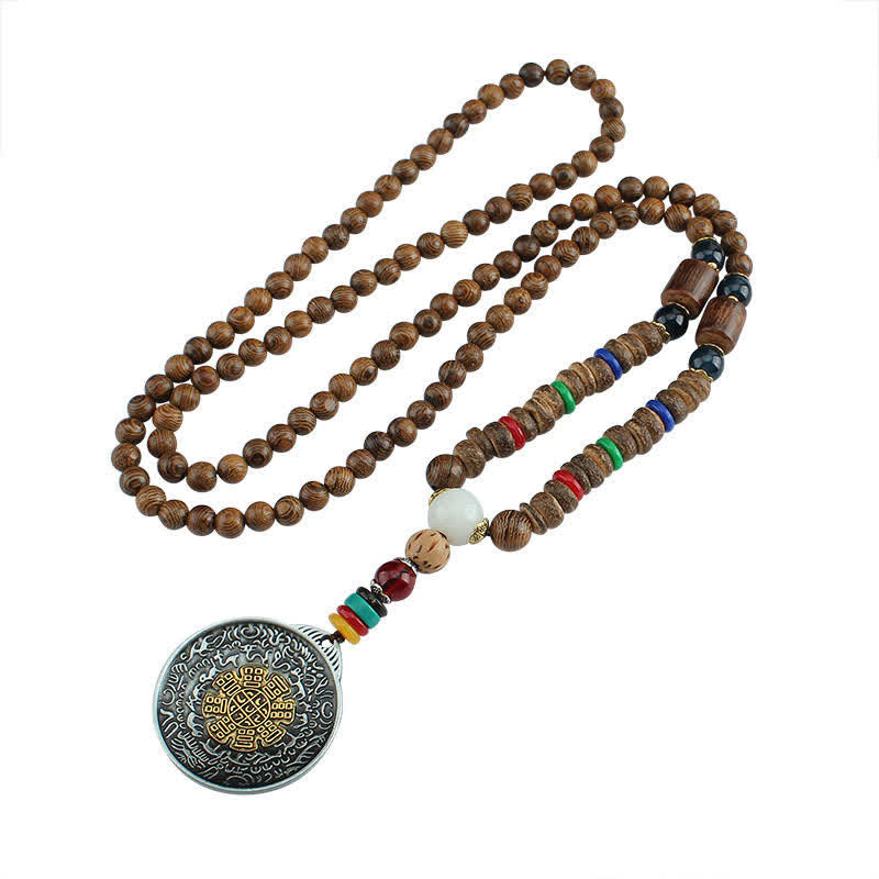 Buddha Stones Tibetan Om Mani Padme Hum Prayer Wheel Rotation Vajra Wood Necklace Pendant - image 26