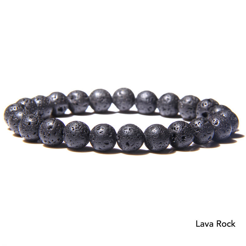 Natural Agate Stone Crystal Balance Beaded Bracelet - Lava Rock - image 9