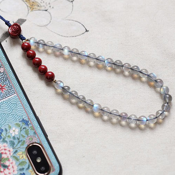 Natural Moonstone Cinnabar Calm Positive Phone Decoration - image 6
