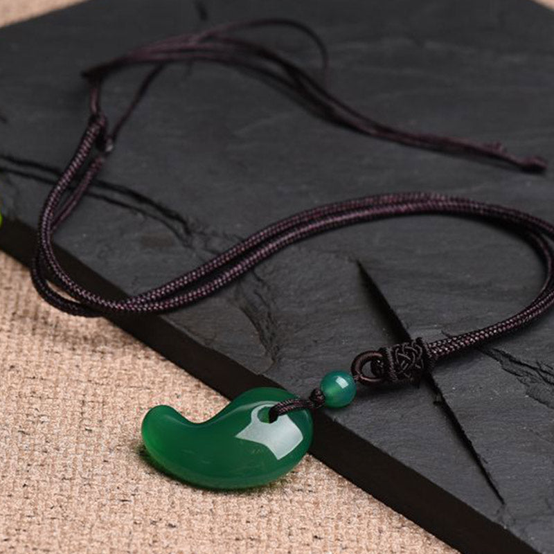 Buddha Stones Red Agate Green Agate Moon Pattern Confidence Calm Necklace - image 9