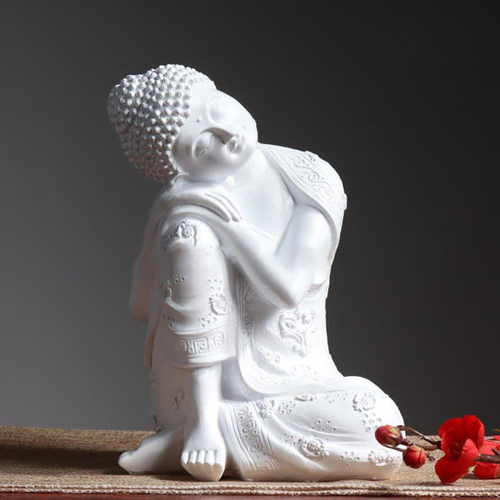 Buddha Stones Tibetan Meditating Buddha Serenity Resin Statue Decoration - White - image 5