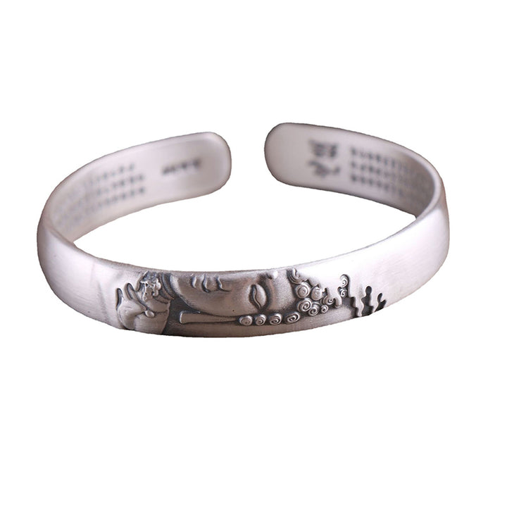 Buddha Stones 999 Sterling Silver Buddha Head Heart Sutra Serenity Bracelet Bangle - image 14