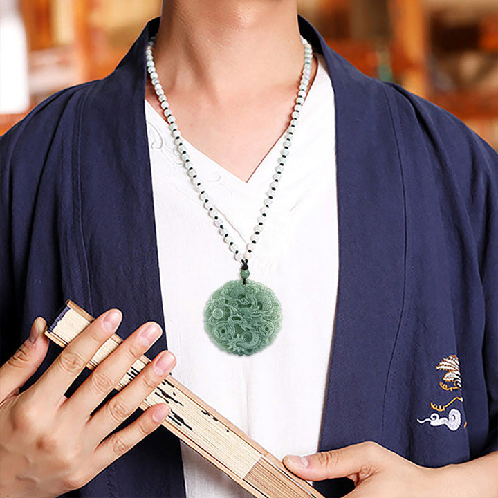 Buddha Stones Chinese Zodiac Dragon Jade Fortune Necklace String Pendant - image 3