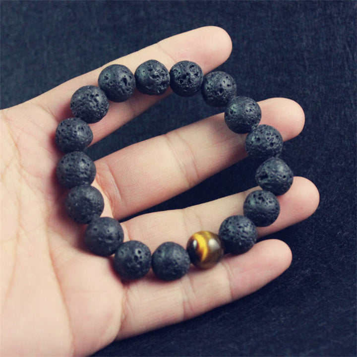 Buddha Stones Lava Rock Tiger Eye Stone Peace Healing Bracelet - image 4