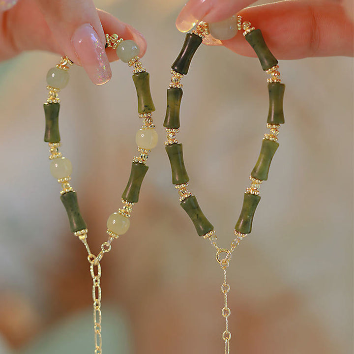 Buddha Stones Glass Bead Bamboo Luck Strength Chain Bracelet - image 3